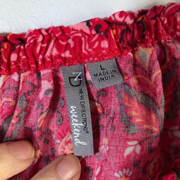 New Directions Off Shoulder Floral Boho Tunic Bell Sleeve L Rayon - Picture 5 of 9